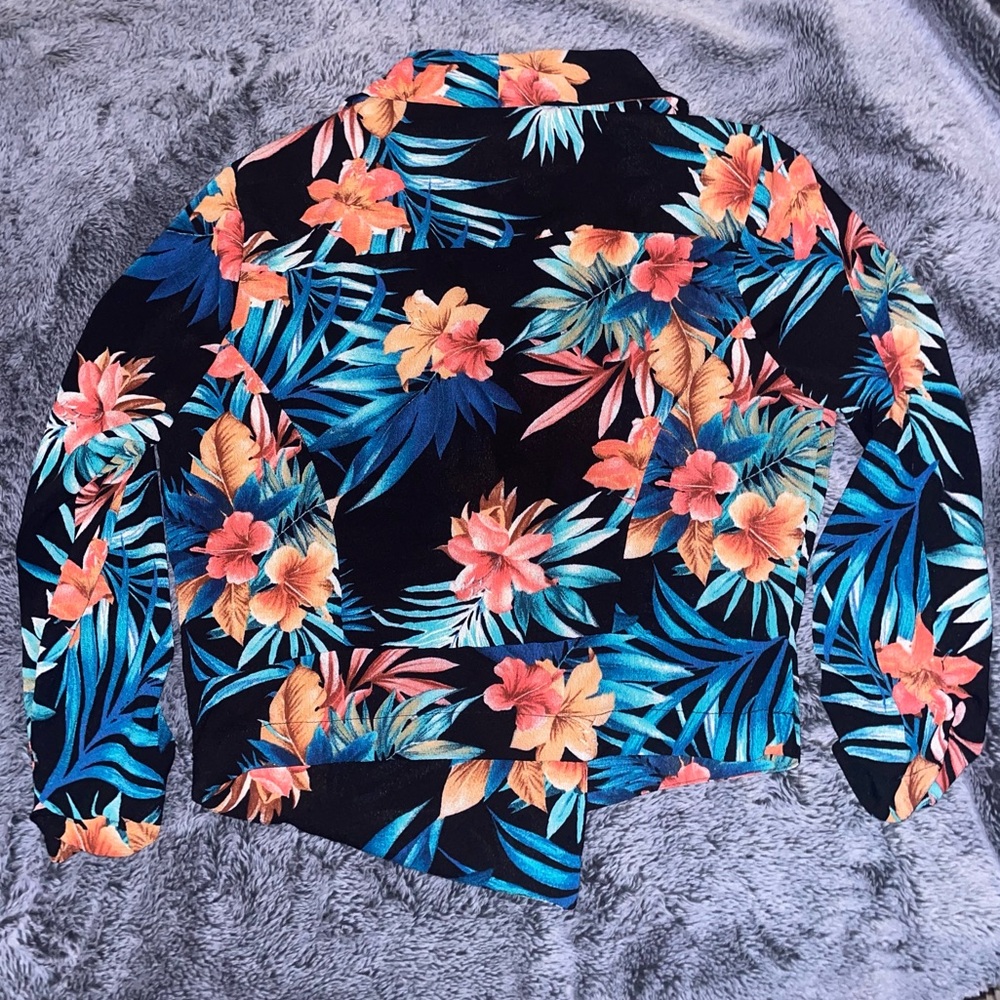 Tropical Floral Crop Blazer Large